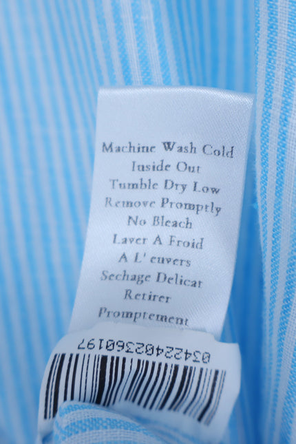 FRANK & EILEEN Mary Shirtdress Blue White Pinstripe Long Sleeve Women's XS