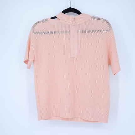Akris Punto Cutout Neck Wool Knit Sweater Light Peach Short Sleeve Women's 4