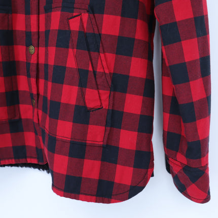 Current/Elliott Plaid Sherpa Jacket Red Black Buffalo Check Women's 1/US 4