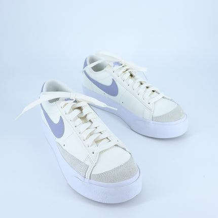 Nike Blazer Low Platform Sneakers White Lilac Suede Leather Lace Up Women's 7