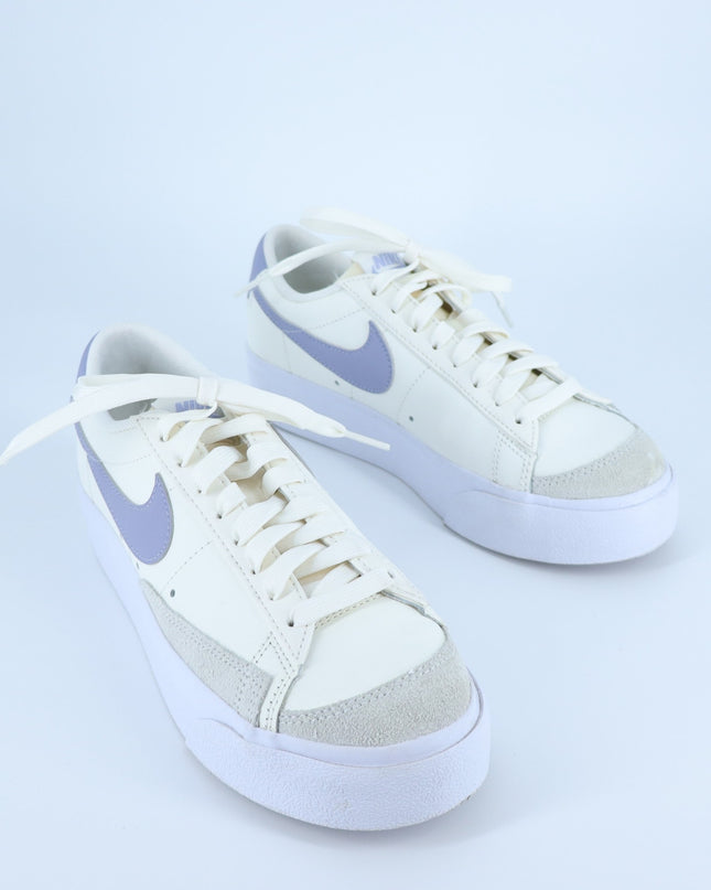 Nike Blazer Low Platform Sneakers White Lilac Suede Leather Lace Up Women's 7