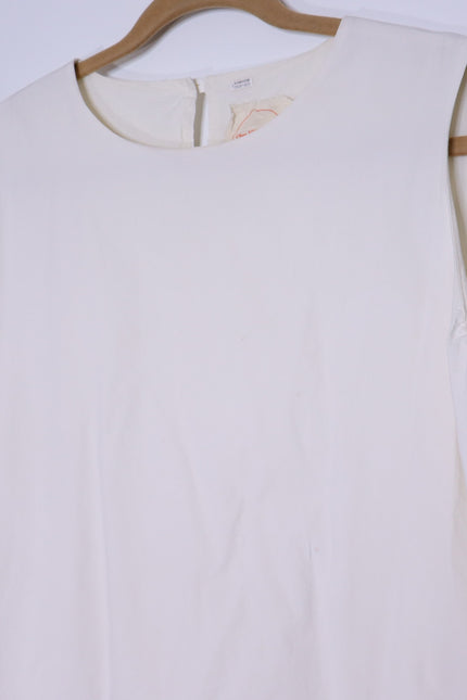 CHEZ VIDALENC Oversized Balloon Shift Dress White Sleeveless Women's 3/ US 6-8