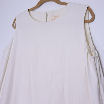 CHEZ VIDALENC Oversized Balloon Shift Dress White Sleeveless Women's 3/ US 6-8