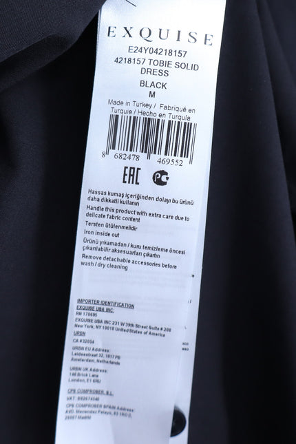 EXQUISE The Tobie Shirt Dress Black Pleated Maxi Short Sleeve Women's M