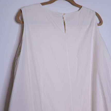 CHEZ VIDALENC Oversized Balloon Shift Dress White Sleeveless Women's 3/ US 6-8