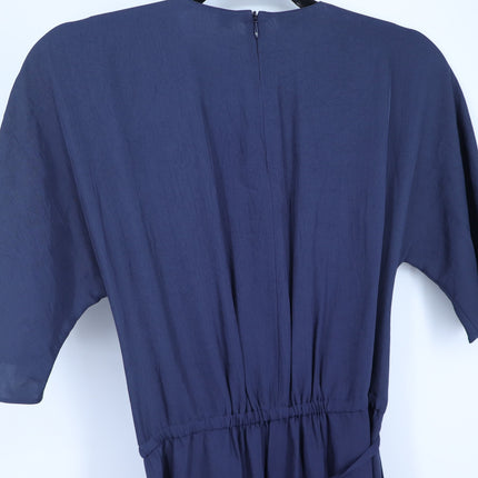 Vince Drape Twill T-Shirt Dress Marine Blue NWT Short Sleeve Women's XXS