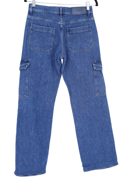 7 FOR ALL MANKIND Tess Cargo Jeans Blue Mid Rise Straight Dark Wash Women's 26