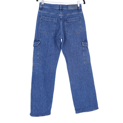 7 FOR ALL MANKIND Tess Cargo Jeans Blue Mid Rise Straight Dark Wash Women's 26