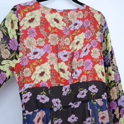 MAEVE Gardenia Wrap Dress Multicolored Floral NWT Long Sleeve Women's 8