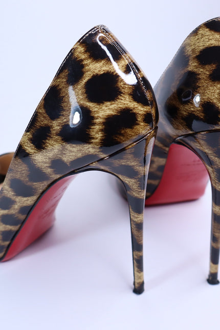 CHRISTIAN LOUBOUTIN Very Privé Leopard Platform Pumps Peep Toe Women IT 36/US 6