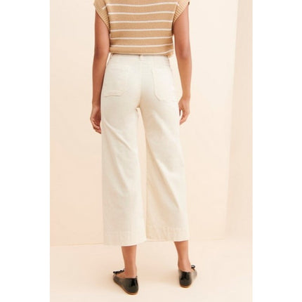 Maeve The Colette Corduroy Trousers Ivory Cropped Wide Leg Pants Women's 26
