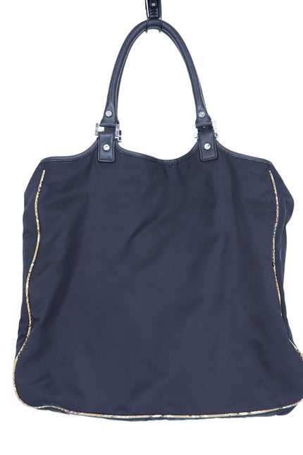 TORY BURCH Black Nylon Tote Bag Reptile Contrast Packable Travel Purse Beachwear