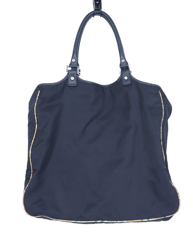 TORY BURCH Black Nylon Tote Bag Reptile Contrast Packable Travel Purse Beachwear