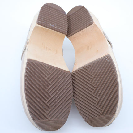 Lotta from Stockholm Swedish Clog Oatmeal Wood Nubuck Leather Women's 40/US 9