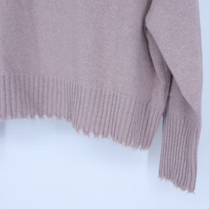 AllSaints Kiera Cashmere Crew Sweater Pashima Pink Distressed Pullover Women's S