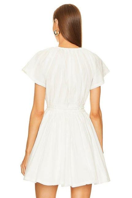 ULLA JOHNSON NWT Jessa Mini Dress Pristine White Pleated Cotton Poplin Women's 2