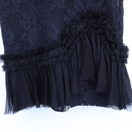 ALEXIS Anabella Lace Sheath Dress Black Long Sleeve Ruffle Knee Length Women's M