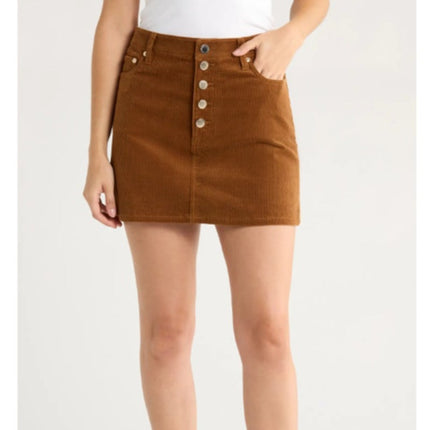 Alice + Olivia Joss Corduroy Mini Skirt Brown NWT Button Fly Women's 26