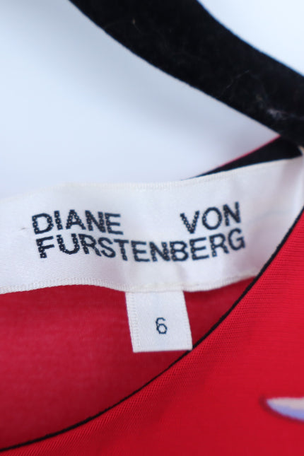 DIANE VON FURSTENBERG Floral Sheath Dress Farren Lipstick Silk Blend Women's 6