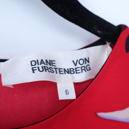 DIANE VON FURSTENBERG Floral Sheath Dress Farren Lipstick Silk Blend Women's 6