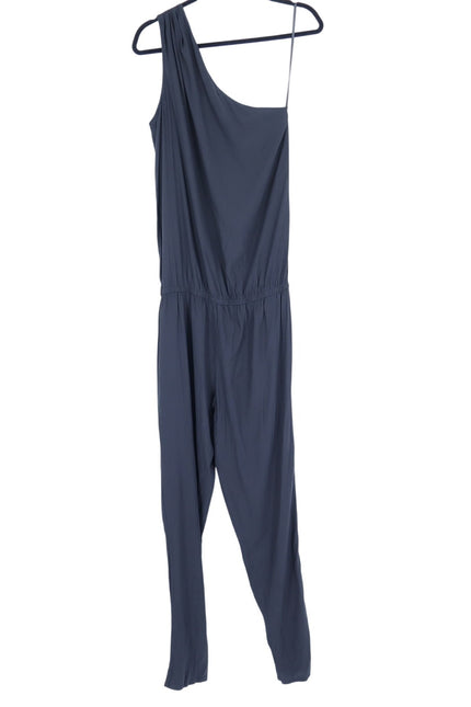 RAMY BROOK Silk Lulu Jumpsuit Black One Shoulder Draped Sleeve Women's L