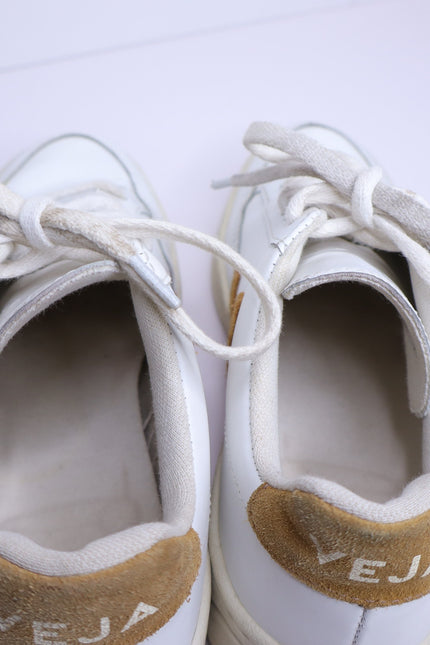 VEJA V 12 Low Top Leather Sneakers White Camel Lace Up Casual Women's 6