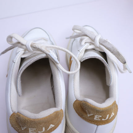 VEJA V 12 Low Top Leather Sneakers White Camel Lace Up Casual Women's 6