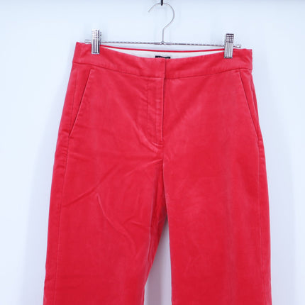 J. Crew Kate Stretch Velvet Pants Festival Red Straight Leg Zip Fly Women's 2