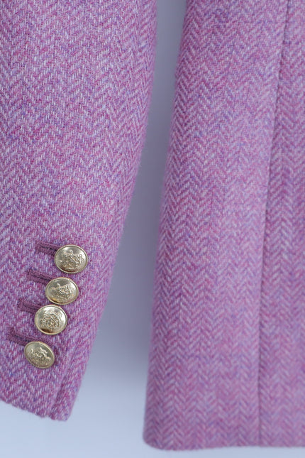 J. CREW Bristol Herringbone Wool Blazer Lilac Double Breasted Women's 00