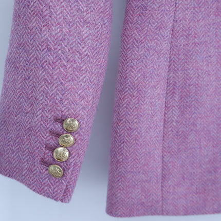 J. CREW Bristol Herringbone Wool Blazer Lilac Double Breasted Women's 00