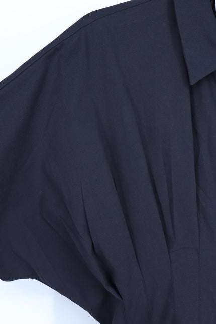 EXQUISE The Tobie Shirt Dress Black Pleated Maxi Short Sleeve Women's M