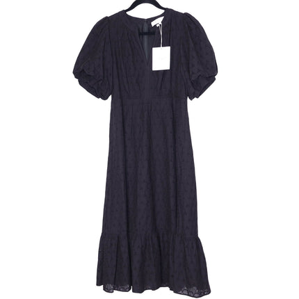 DIANE VON FURSTENBERG Polina Cotton Dress Black Eyelet Puff Sleeve Women's 6