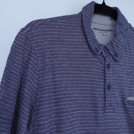 Johnston & Murphy Stripe Polo Shirt Navy Short Sleeve Casual Men's M