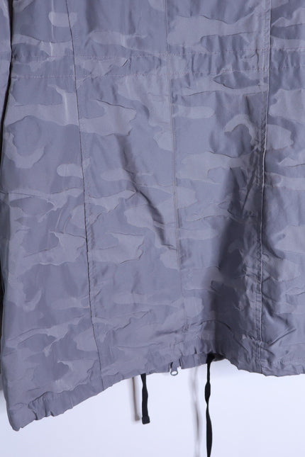 BLANC NOIR Hooded Water Resistance Anorak Jacket Gray Camo Women's M