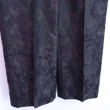 VERA WANG Brocade Silk Dress Pants Floral Black and Silver Women's 0