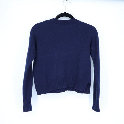 Minnie Rose Cashmere 9gg Pullover Sweater Navy Blue Shrunken Crew Women's S