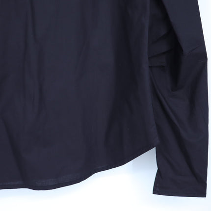 Mille Jolie Top Black Cotton Poplin Blouse Ruffled Bib Button Front Women's XS