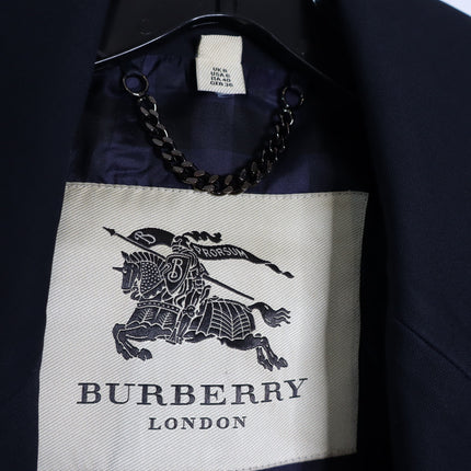 BURBERRY Crop Double Breasted Swing Jacket Dark Navy Long Sleeve Women's 40/US 6