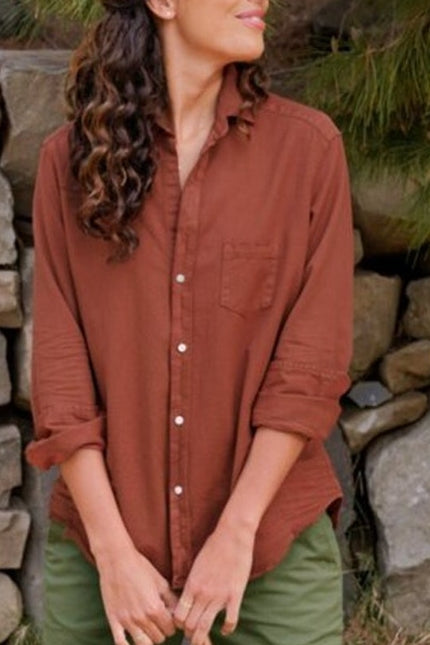 FRANK & EILEEN Eileen Shirt Rust Orange Relaxed Button Up Long Sleeve Women's S