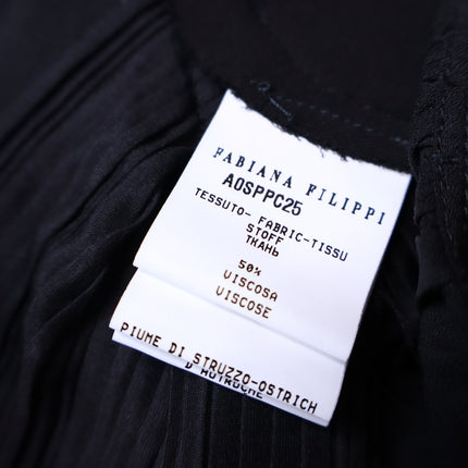 FABIANA FILIPPI Feather Embellished Maxi Dress Black Lined Lagenlook Women's XL