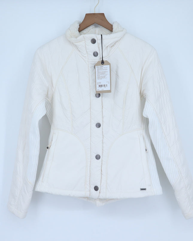 Prana Diva Jacket Bone White NWT Quilted Faux Fur Long Sleeve Women's S