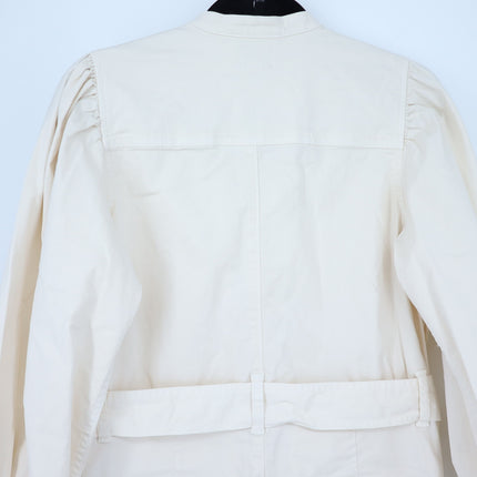 J. Crew Puff Sleeve Chino Jumpsuit Off White Belted Long Sleeve Women's 4