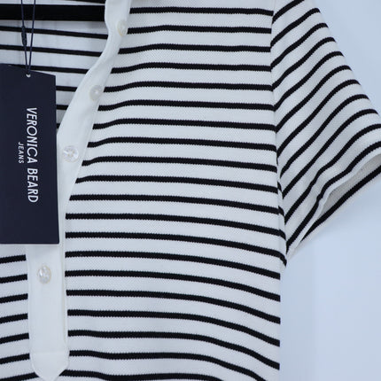 VERONICA BEARD Lanier Striped Polo Mini Dress Black and White NWT Women's M