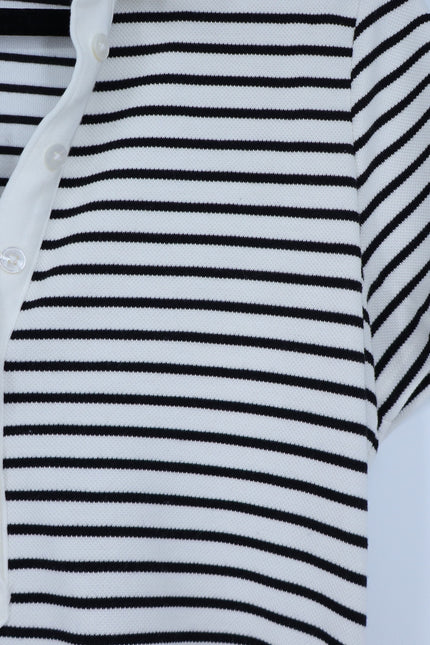 VERONICA BEARD Lanier Striped Polo Mini Dress Black and White NWT Women's M