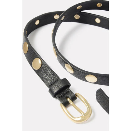 EVEREVE Skinny Lennox Studded Belt Black and Gold Women's XS/S