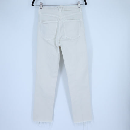 VERONICA BEARD Ryleigh Slim Straight Jeans Ecru High Rise Button Fly Women's 26