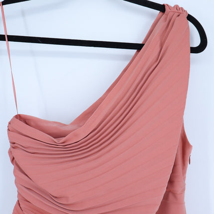BANANA REPUBLIC One Shoulder Pleated Midi Dress Pink Amaretti NWT Women's 8