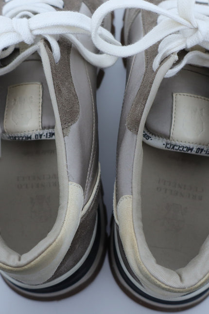 BRUNELLO CUCINELLI Monili Suede Sneakers Taupe and Beige Women's 40.5/US 10.5