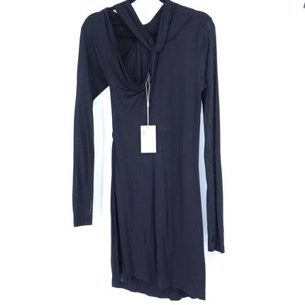 HELMUT LANG Asymmetric Mini Dress NWT Black Twisted Long Sleeve Women's M