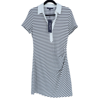 VERONICA BEARD Lanier Striped Polo Mini Dress Black and White NWT Women's M